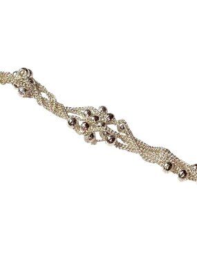 Sterling Silver Multi-Strand Bracelet W/Toggle Closure,Interlocking Rings Accent